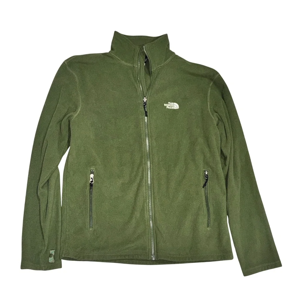 The North Face TKA Glacier Full-Zip Fleece‎ Mens M Green A9DQ Excellent Zip-In
